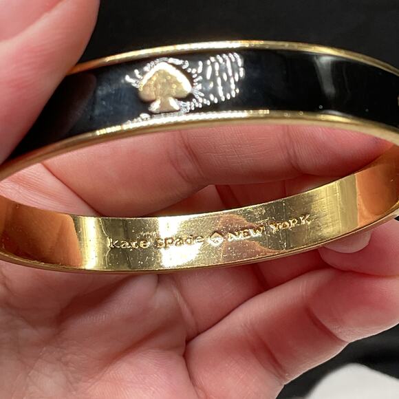 Kate Spade New York Black Spade Enamel Bangle Bracelet - Picture 4 of 5